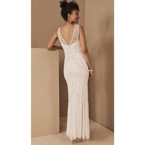 Anthropologie BHLDN Sorrento Bridal Wedding Dress Size 2 white beaded pearl NWT - Picture 4 of 16